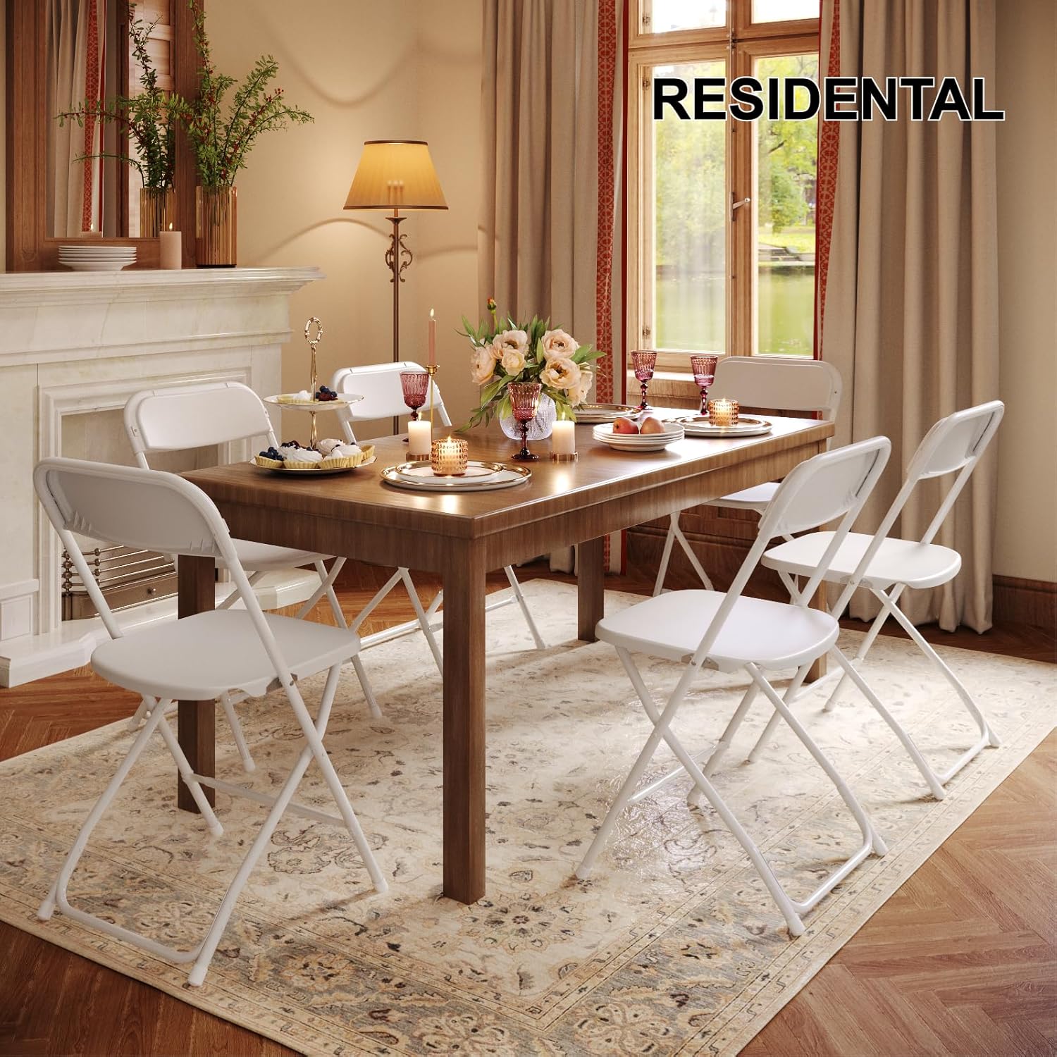 Regine Switzerland White Folding Chairs - Portable Stackable Plastic Seating for Events | 350lbs Capacity