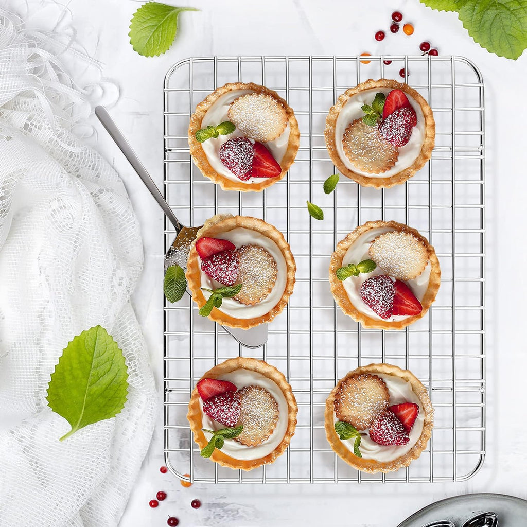 Kitchen kemistry, Stainless Steel Cooling Rack Size -Medium, 10 x 15 Inches, Dishwasher-Safe, Oven Safe, Cookie Cooling Racks for Baking & Cooking - Pack of 6