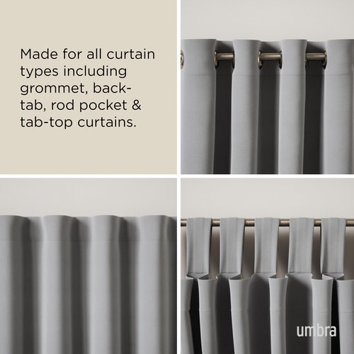 Umbra Cappa Curtain Rod, Includes 2 Matching Finials, Brackets & Hardware, 72 to 144-Inches, 2-Pack