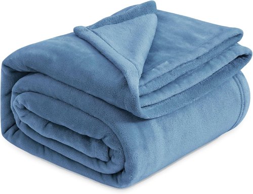 Bedsure GentleSoft Fleece Blanket - King Size Plush Cozy Microfiber in Washed Blue, 108x90 Inches