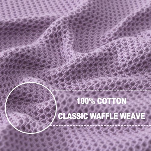 Homaxy Kitchen Dish Towels - Ultra Soft 100% Cotton Waffle Weave, Quick Drying, 13 x 28 Inches, 4-Pack, Lavender