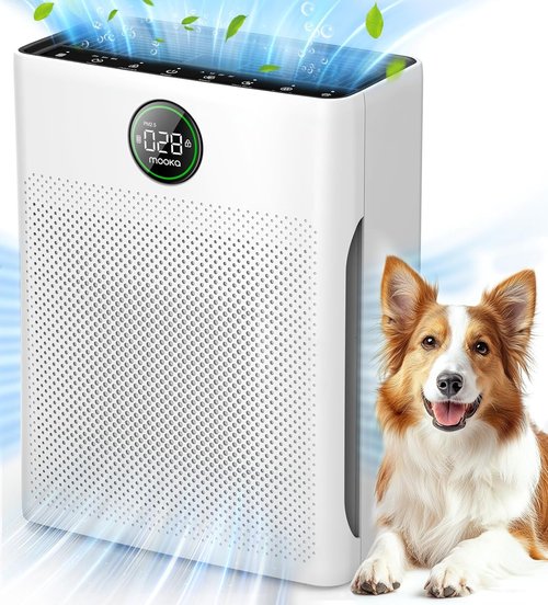 MOOKA H13 True HEPA Air Purifiers - 2 Pack for Large Rooms, Pets & Wildfire Smoke | Odor & Dust Removal
