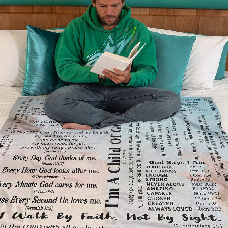 ZORKET Christian Blanket Gifts for Women Men, Religious Blanket with Bible Verse 60"x50", Scripture Blankets, Catholic Spiritual Gifts, Faith Based Gifts