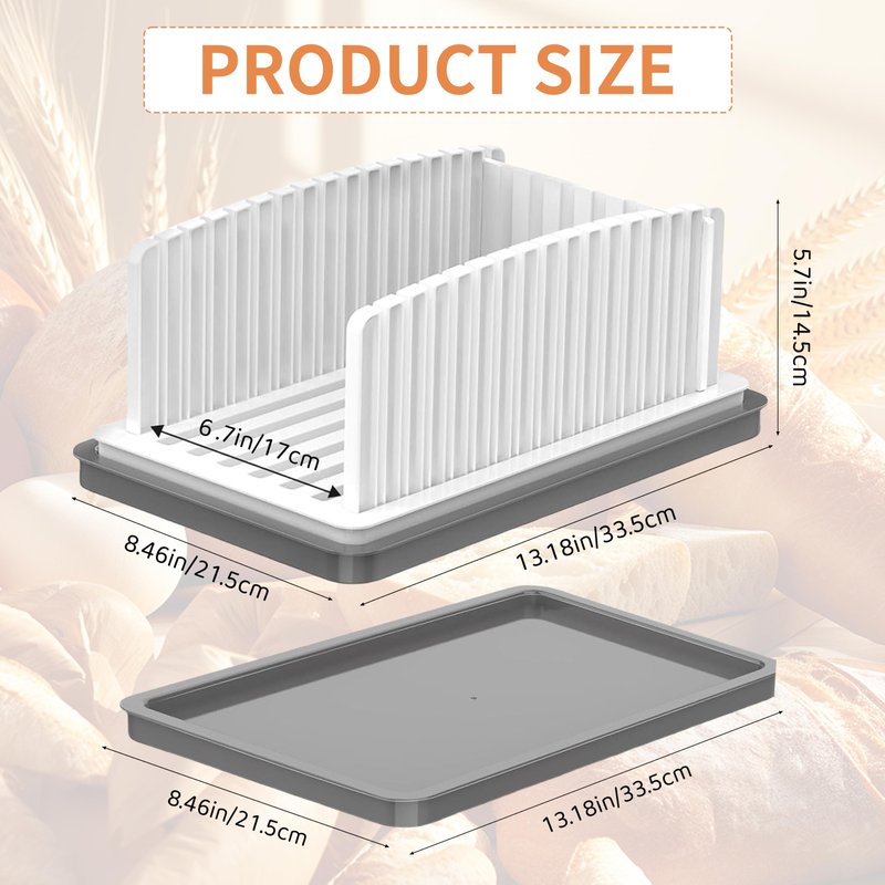 New Upgrade Bread Slicer for Homemade Bread, Bread Slicing Guide Adjustable Width with Grey Crumb Tray, Foldable Compact Cutting Guide for Homemade Bread,Bagels,Loafs,Cakes, Kitchen Gifts, White
