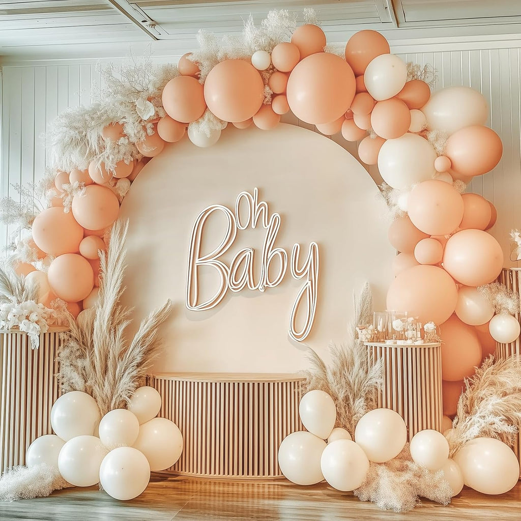 RUBFAC Nude Balloon Garland Kit - 129pcs in Various Sizes | Boho Beige & Apricot for Parties, Gender Reveals, Weddings