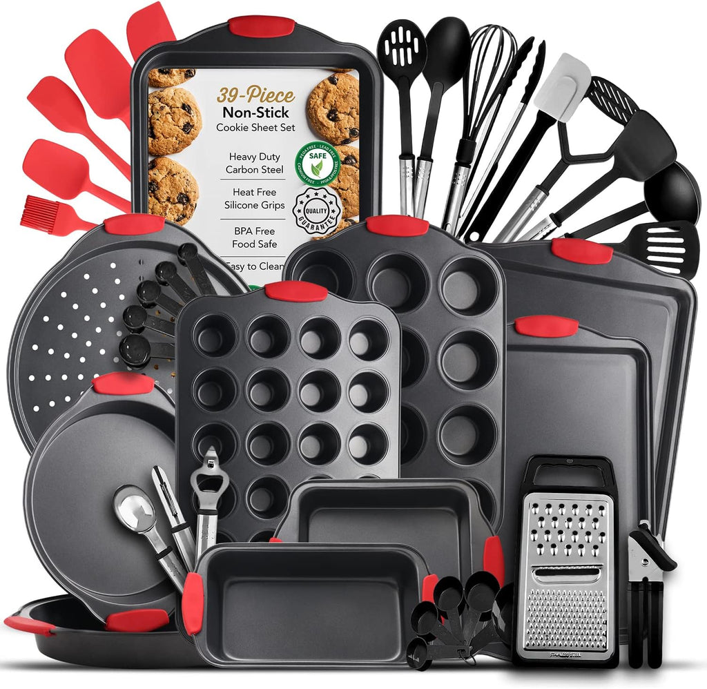 Regine Switzerland Baking Pan Set - 39-Piece Premium Nonstick Bakeware Set | BPA-Free Steel Sheets & Utensils