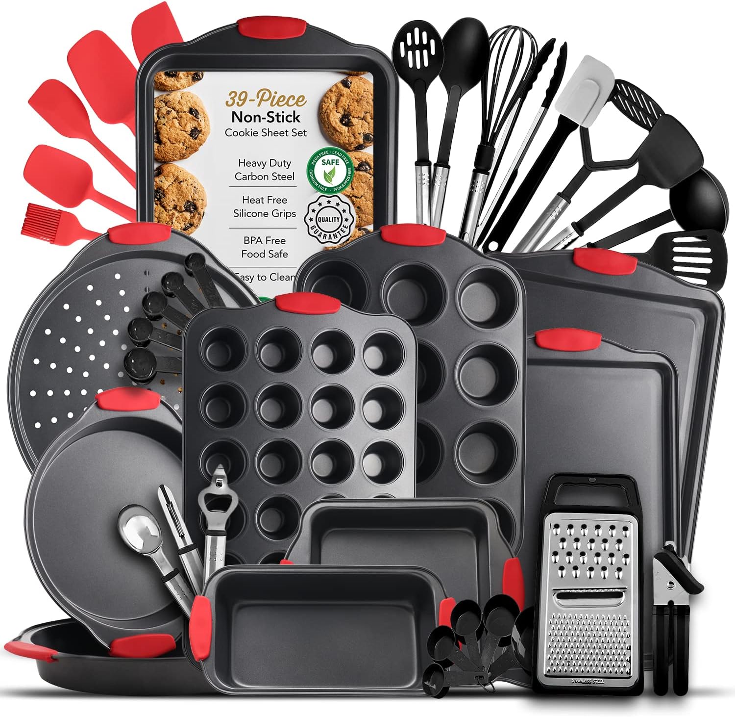 Regine Switzerland Baking Pan Set - 39-Piece Premium Nonstick Bakeware Set | BPA-Free Steel Sheets & Utensils