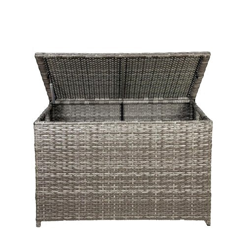 MOORLITER Wicker Storage Trunk, 30 x 17 x 18 inches, 160L, Handwoven Wicker Chest with Stay-Open Lid, Supports 200 lbs, Grey