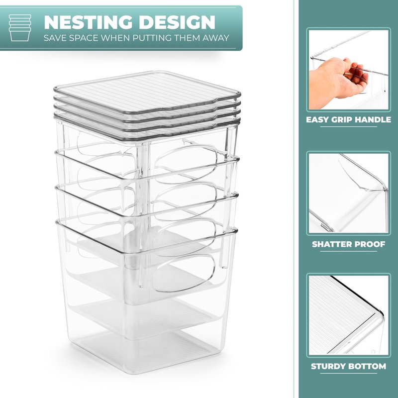 Sorbus Small Clear Plastic Storage Bins with Lids, Clear Stackable Storage Bins, Laundry Room Organizer Bins, Office, Classroom, Playroom, Bathroom, Laundry Room Organization and Storage (4 Pack)