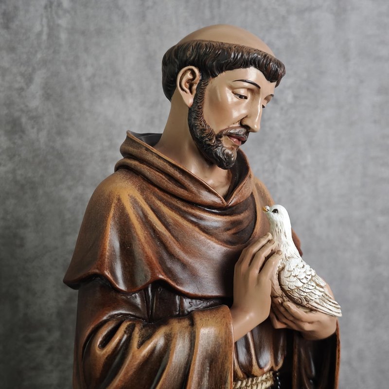 BC Catholic Saint Francis of Assisi Statue, 14.5" H St Francis Patron Saint of Animals, Garden Figure, Religious Gift, Inspirational Home décor, Renaissance Sculpture Handmade by Buildclassic