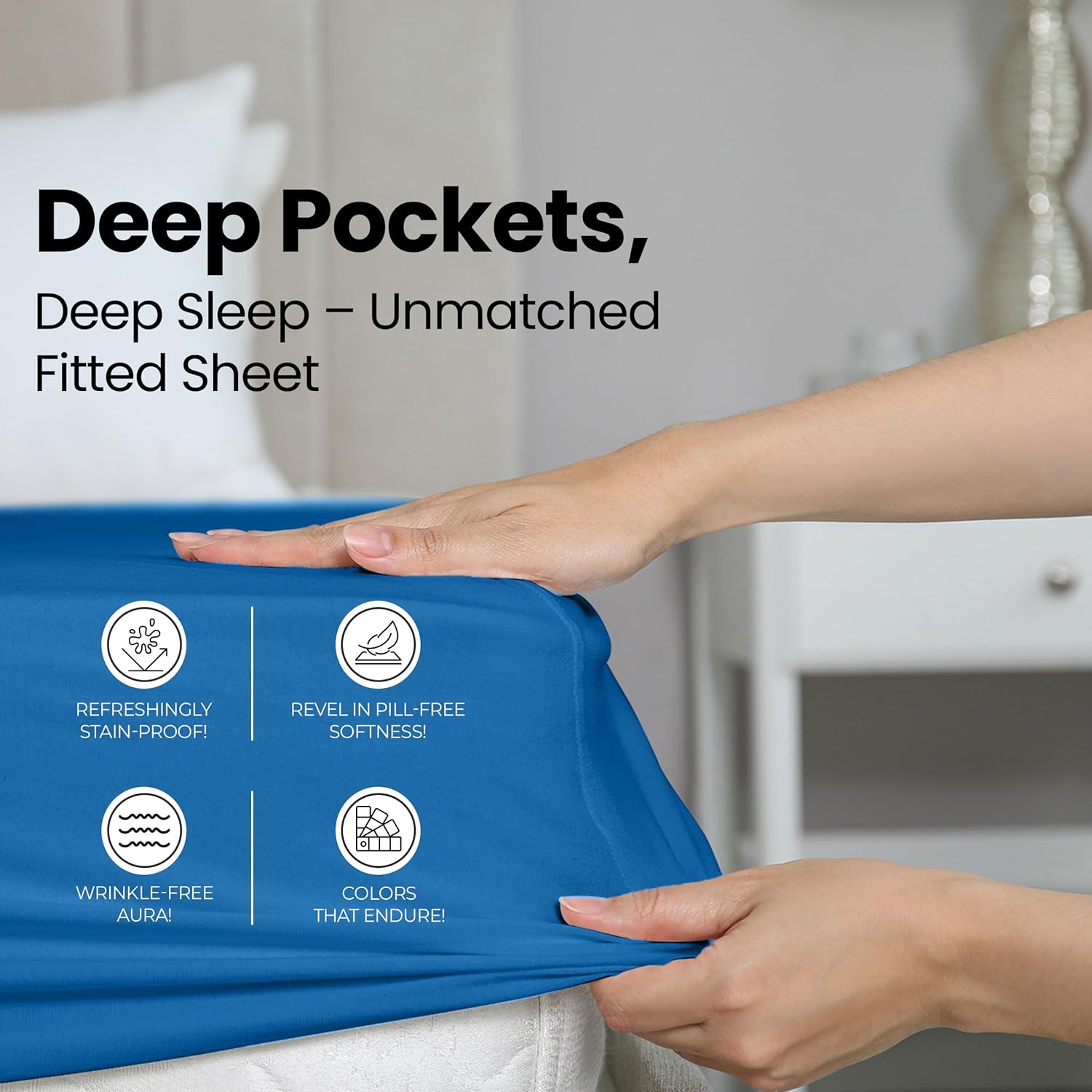 Utopia Bedding Queen Fitted Sheet - Soft Microfiber - Deep Pocket - Fade Resistant - Dusk Blue