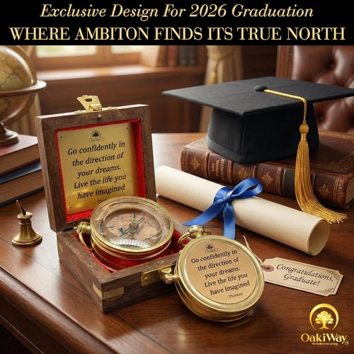 Dream Chaser Compass | Unique Graduation Gift for Him - Motivational Card Included, Perfect for College & High School