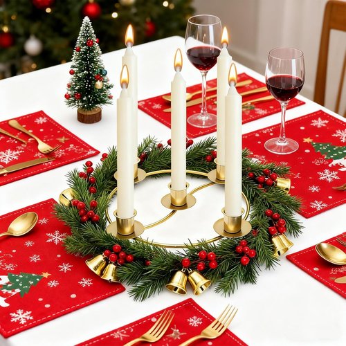 Gold Advent Ring Candle Holder by [Brand Name] - 2 Pack Metal Table Decoration for Christmas Festivities