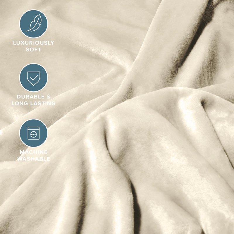Bare Home Fleece Blanket - Giant Size - Ultra-Soft Lightweight for Bed, Sofa, and Couch - Luxury Microplush - Cozy Warm Blanket (Giant, Oyster)