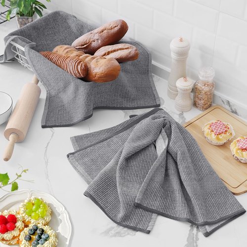 Homaxy Premium Kitchen Towels - Highly Absorbent Cotton Dish Towels | 6-Pack, 18”x28”, Grey