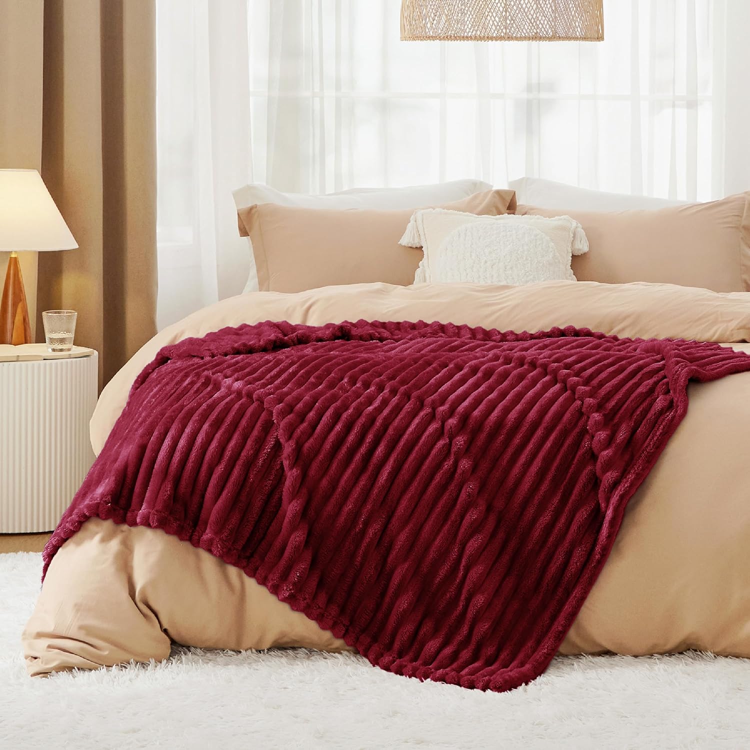 Bedsure GentleSoft Fleece Blanket - Cozy Red Throw for Couch, Perfect Size 60x80 Inches