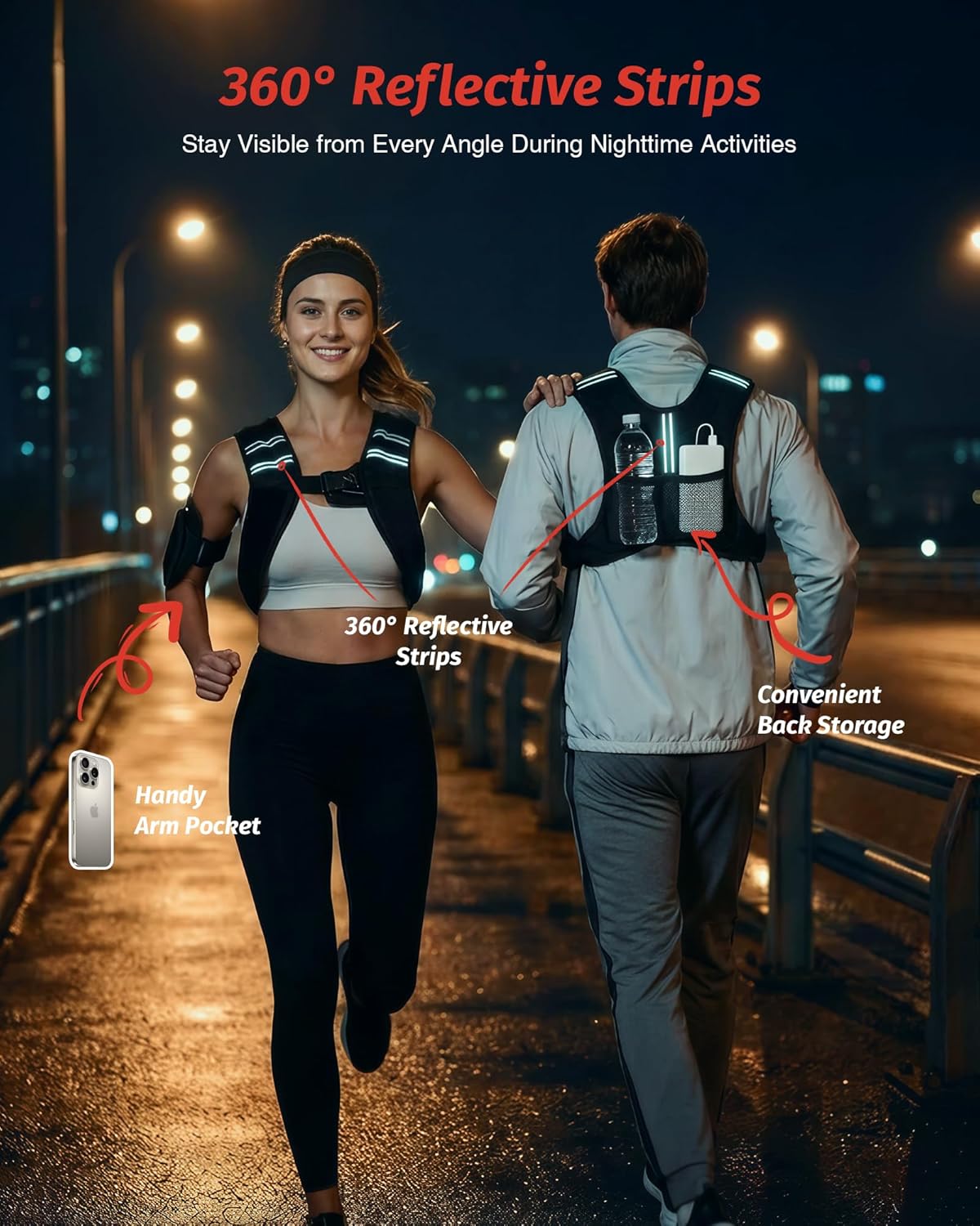 ZELUS Weighted Vest - Adjustable 6lb to 30lb | Reflective Stripe for Enhanced Workout Performance