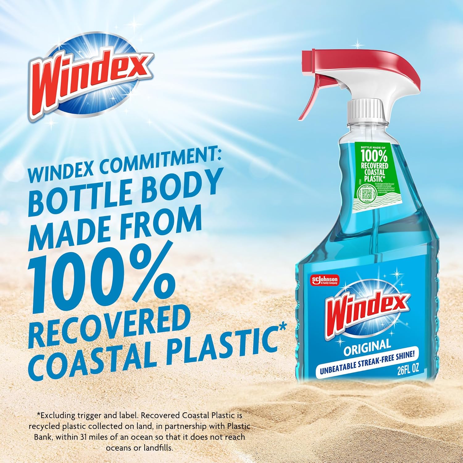 Windex Glass Cleaner Spray - Original Blue Scent | Prevents Leakage & Breakage | 23 Fl Oz (Pack of 2)