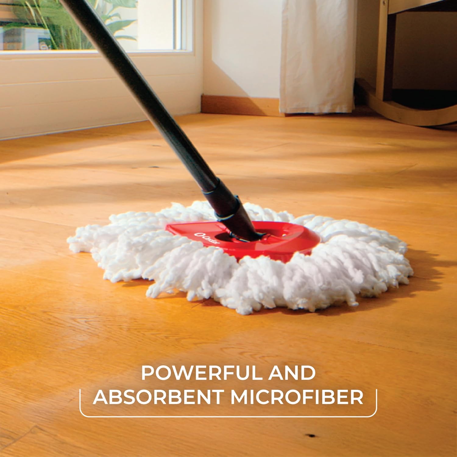 O-Cedar EasyWring Microfiber Spin Mop & Bucket System - Includes 1 Extra Refill, Red/Gray