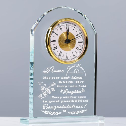 Qianwei House Warming Gifts New Home - Crystal Clock Gifts for Home Decor - Best Unique Housewarming Decor Ideas for New House Homeowner Men Friend Family