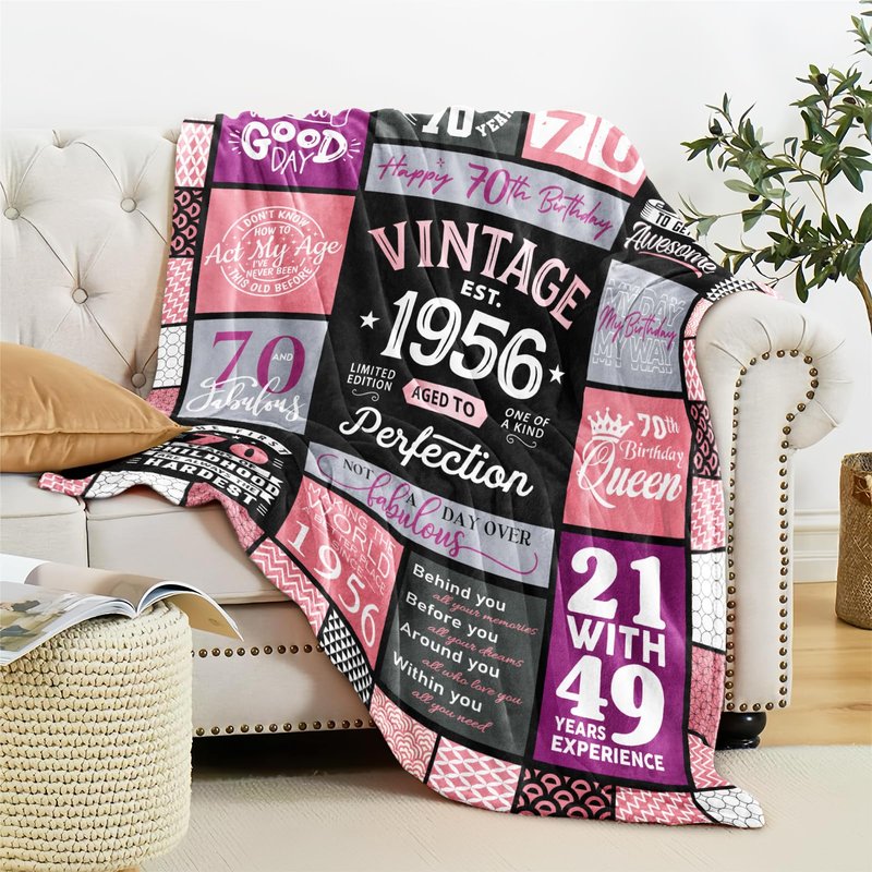 Stbyiz 70th Birthday Gifts for Women Blanket 60"x 50", Best Gifts for 70 Year Old Woman, 70 Year Old/1956 Birthday Gifts for Women, 70 th Bday Presents for Mom