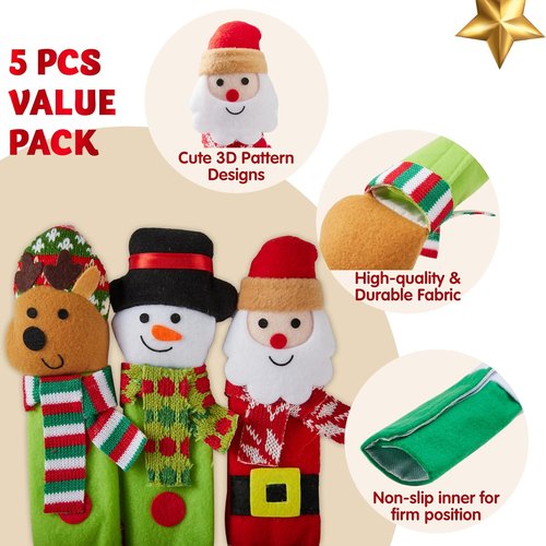 JOYIN Christmas Kitchen Appliance Handle Covers - 5-Piece Set for Refrigerator, Microwave & Oven | Festive Holiday Décor