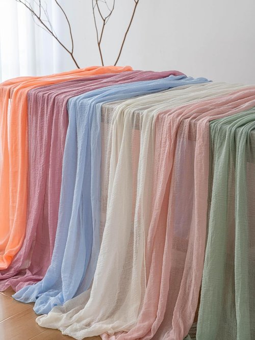 Keketoarrange Sage Green Table Runner - 120 Inch Rustic Boho Cheesecloth for Weddings & Events