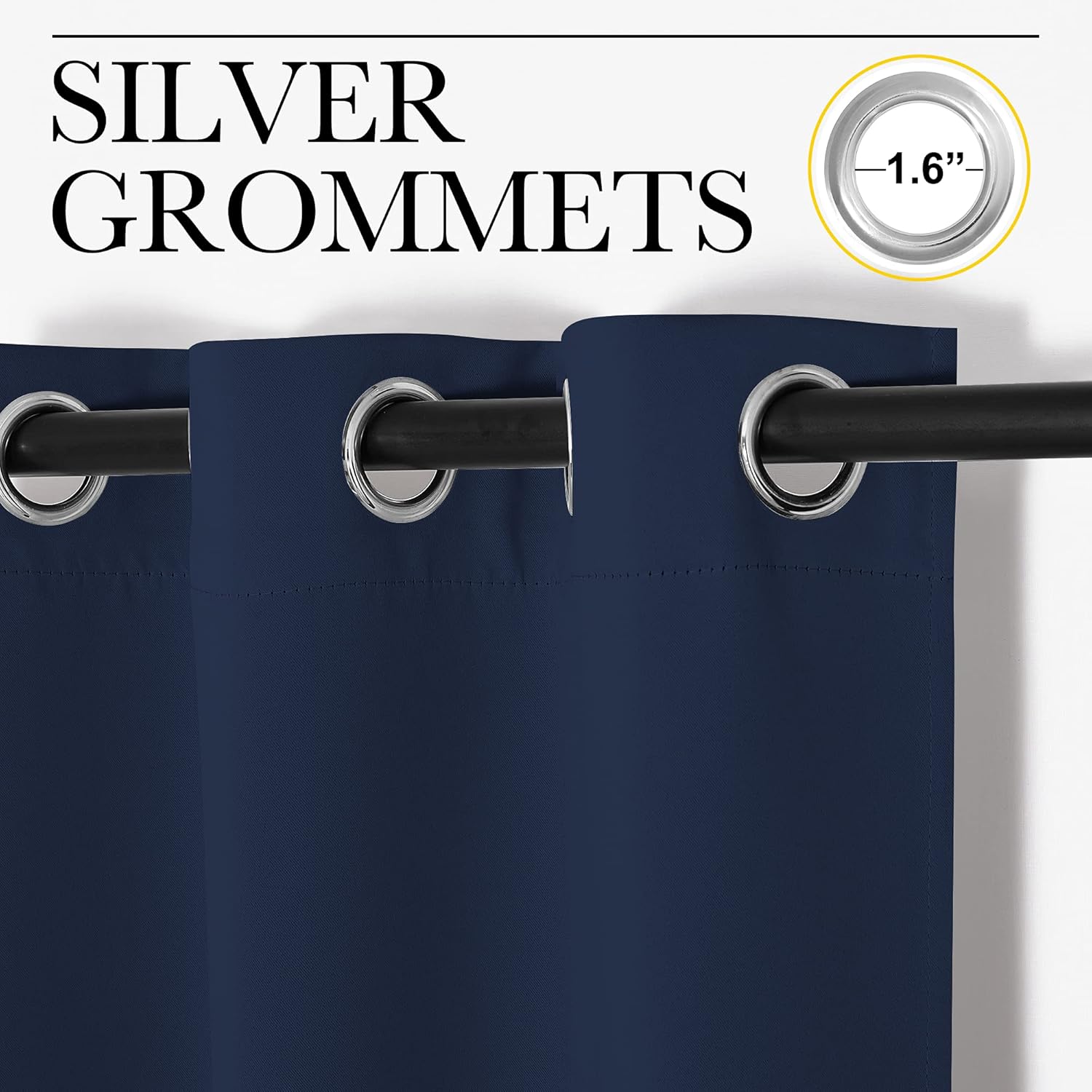 NICETOWN Window Drapes - Long Grommet Top Curtains for Living Room | Navy, 42" Wide x 95" Long, 2 Pieces