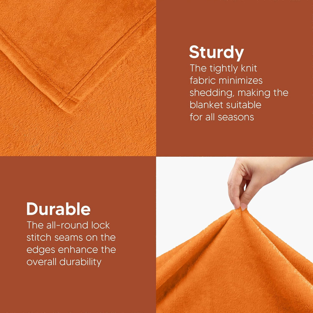 Utopia Bedding Fleece Blanket - Luxury Anti-Static Soft Microfiber | Twin Size Burnt Orange (60x80 Inch)