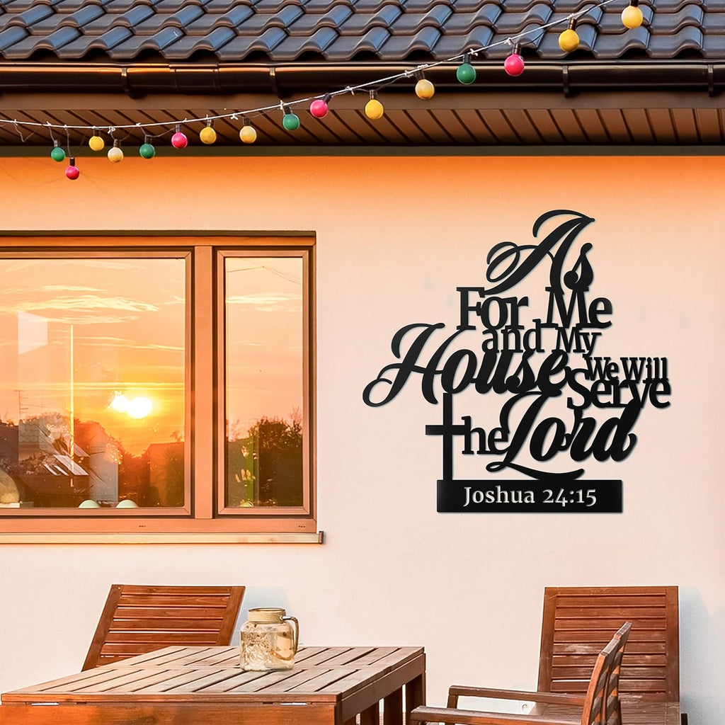 Vivegate Metal Bible Verse Wall Decor - "As For Me And My House" Christian Sign | Black