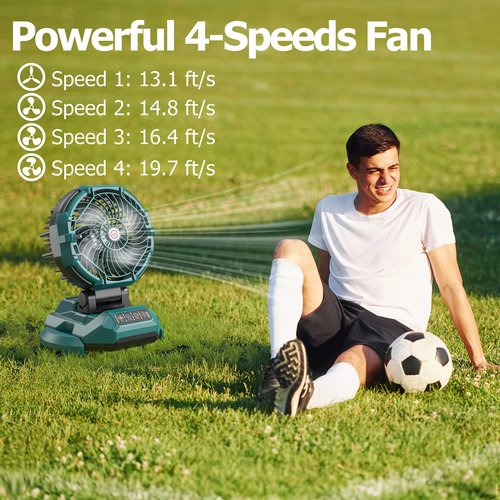 Portable Misting Fan for Outdoors Patios - 30000mAh Rechargeable Battery Powered Camping Fan, 4 Spray Mister with Timer, Fits 10-13" Bucket, 4 Speed, 90° Auto Oscillation for Garden Sports Travel Golf