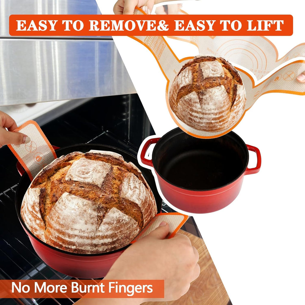 UBeesize Silicone Bread Sling - Reusable Non-Stick Baking Mat for Dutch Oven | Easy to Clean, 2-Pack