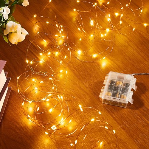 Ariceleo Outdoor String Lights - 16.4 Ft Battery Operated LED Fairy Lights with Remote & Timer | Waterproof Warm White for Weddings & Parties