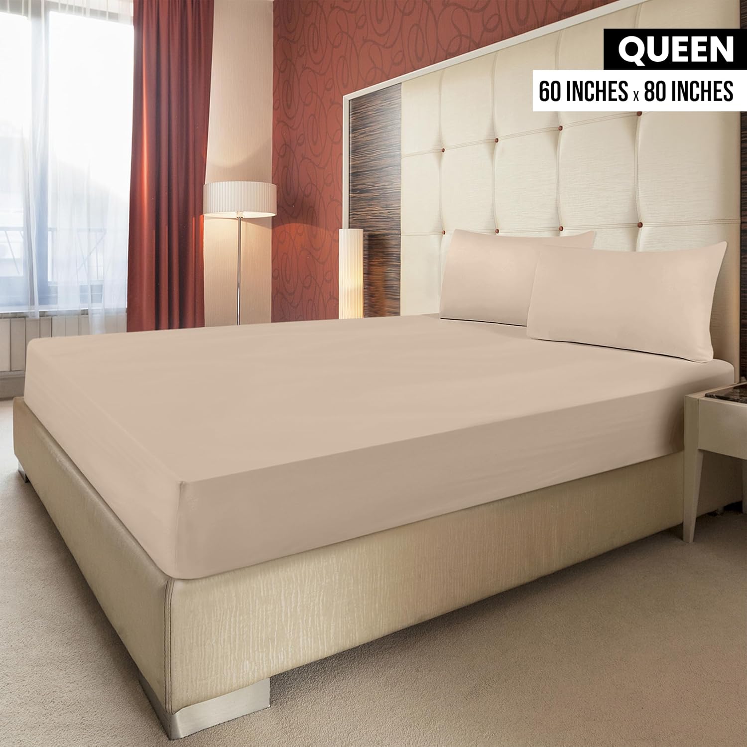 Utopia Bedding Queen Fitted Sheets - Soft Brushed Microfiber with Deep Pockets | Bulk Pack of 2 - Beige