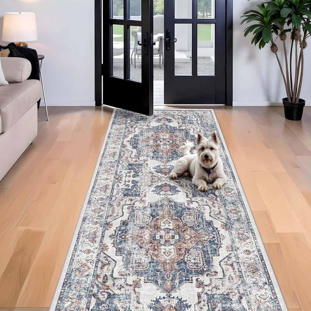 Skiennix 4x10 Washable Hallway Runner Rug - Ultra Soft Non-Slip Area Rug for Living Room & Kitchen | Stain Resistant, Low Pile