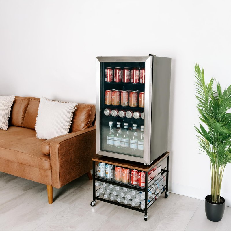 Mini Fridge Stand with Storage, Fridge Cabinet, Heavy Duty Refrigerator Stand Beverage, Dorm Fridge Cart, Microwave Stand, Nightstand, Kitchen Storage Organizer, End Table, Record Player Stand