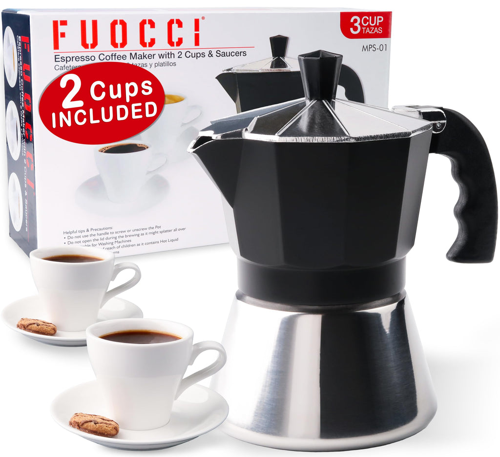 FUOCCI Italian Stovetop Espresso Maker, 3 cups capacity, MPS_01
