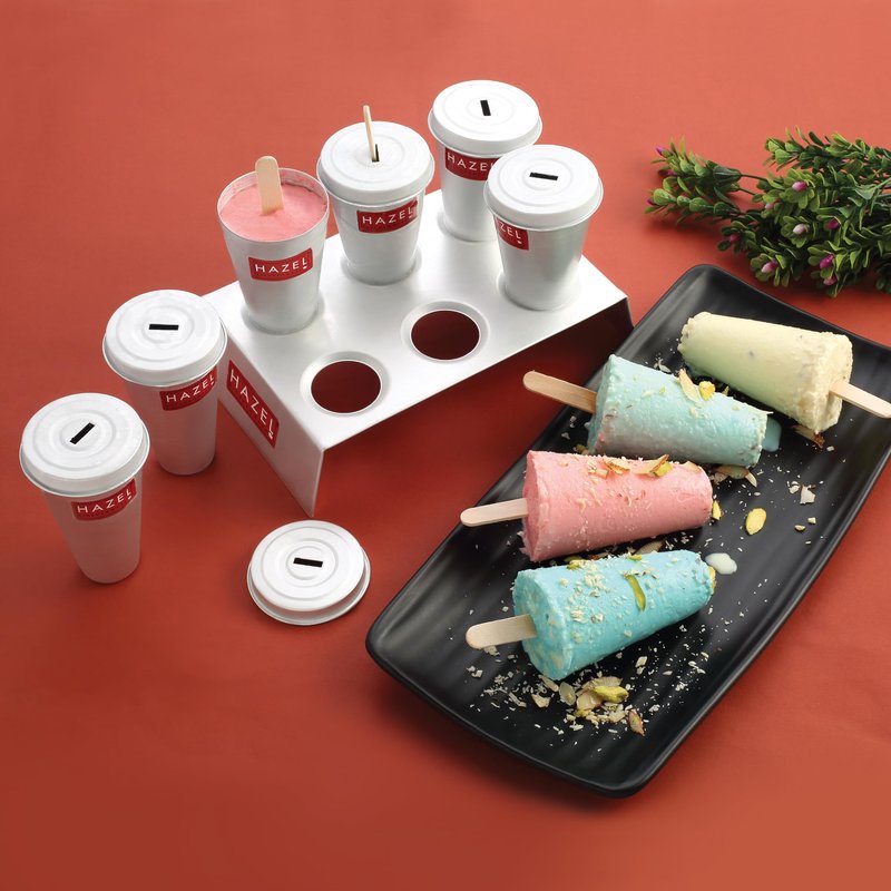 HAZEL Aluminium Kulfi Mould Set of 12 with 2 Stands & 24 Sticks | Reusable Ice Cream & Popsicle Maker | DIY Kulfi Molds for Homemade Frozen Treats, Ice Pops & Desserts