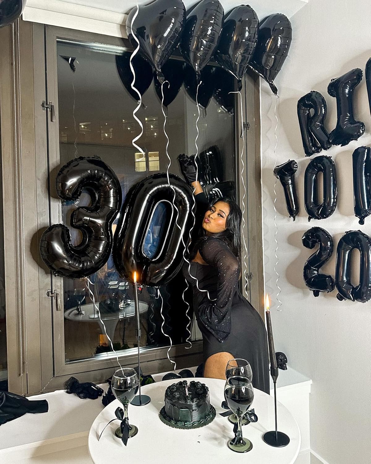 Number 21 Foil Balloon - 40 Inch Giant Black Balloon for 21st Birthday Party Decorations