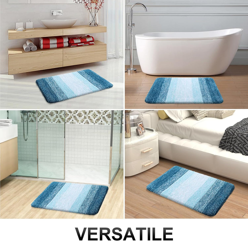 OLANLY Bathroom Rug Mat - Extra Soft, Absorbent Microfiber | Non-Slip Plush Shaggy Carpet 36x24 in Peacock Blue