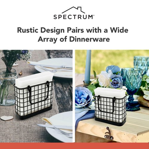 Spectrum Leaf Vertical Napkin Holder for Table & Kitchen Countertop Organization, Metal Napkin Dispenser with Weighted Base Keeps Paper Napkin Holders Standing for Dining Room Décor, Black