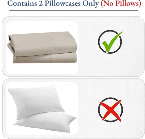 California Design Den Pillow Cases - 800 Thread Count Sateen, 100% Cotton, Set of 2 - Beige, Standard Size