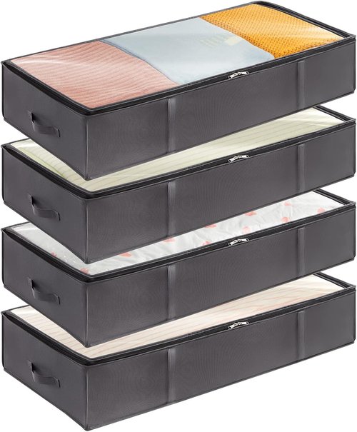 Lifewit Under Bed Storage Containers - 95L Large Capacity Blanket Bags with Reinforced Handles | Grey