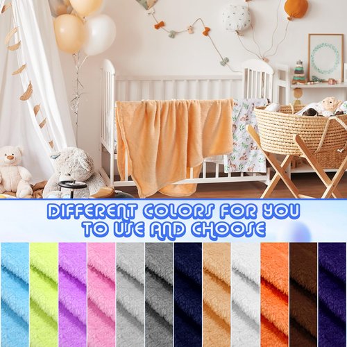 Kinlop 16 Pcs Fuzzy Baby Blankets Bulk, 39 x 27 Inch Soft Kid Blankets, Cozy Lightweight Warm Fleece Throw, for Spring Summer Infant Toddler Girls Boys, Crib Preschool Bedding (Bright Color)