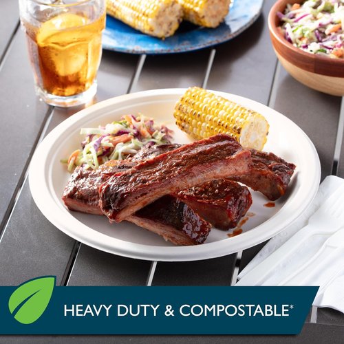 Hefty ECOSAVE Compostable Paper Plates - 10-1/8 Inch, Eco-Friendly, 45 Count