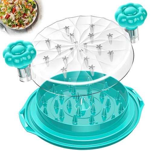 Chicken Shredder Tool Twist Large - 10'' Pro Meat Shredders for Chicken Breast,Visible Kitchen Gadgets Grinder Machine with Brush,Strong Anti-Slip Strip,Ergonomic Handle,BPA Free (Tiff-blue)