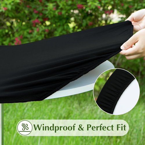 mylacerhome 2 Pack Round Fitted Tablecloth 30 Inch Stretch Spandex Table Cover Black Washable Table Cloth Elastic Table Topper for Indoor and Outdoor
