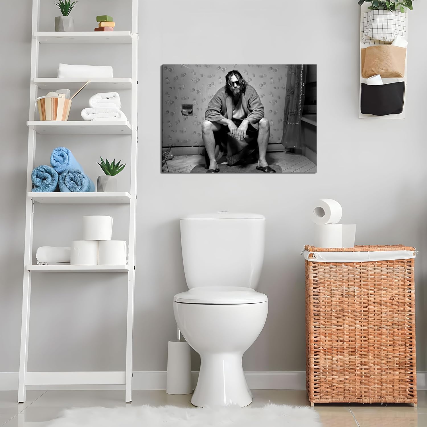 Skiennix Funny Bathroom Wall Decor - 90s Movie Poster Black & White Art | Humorous Toilet Sign 16x24 in