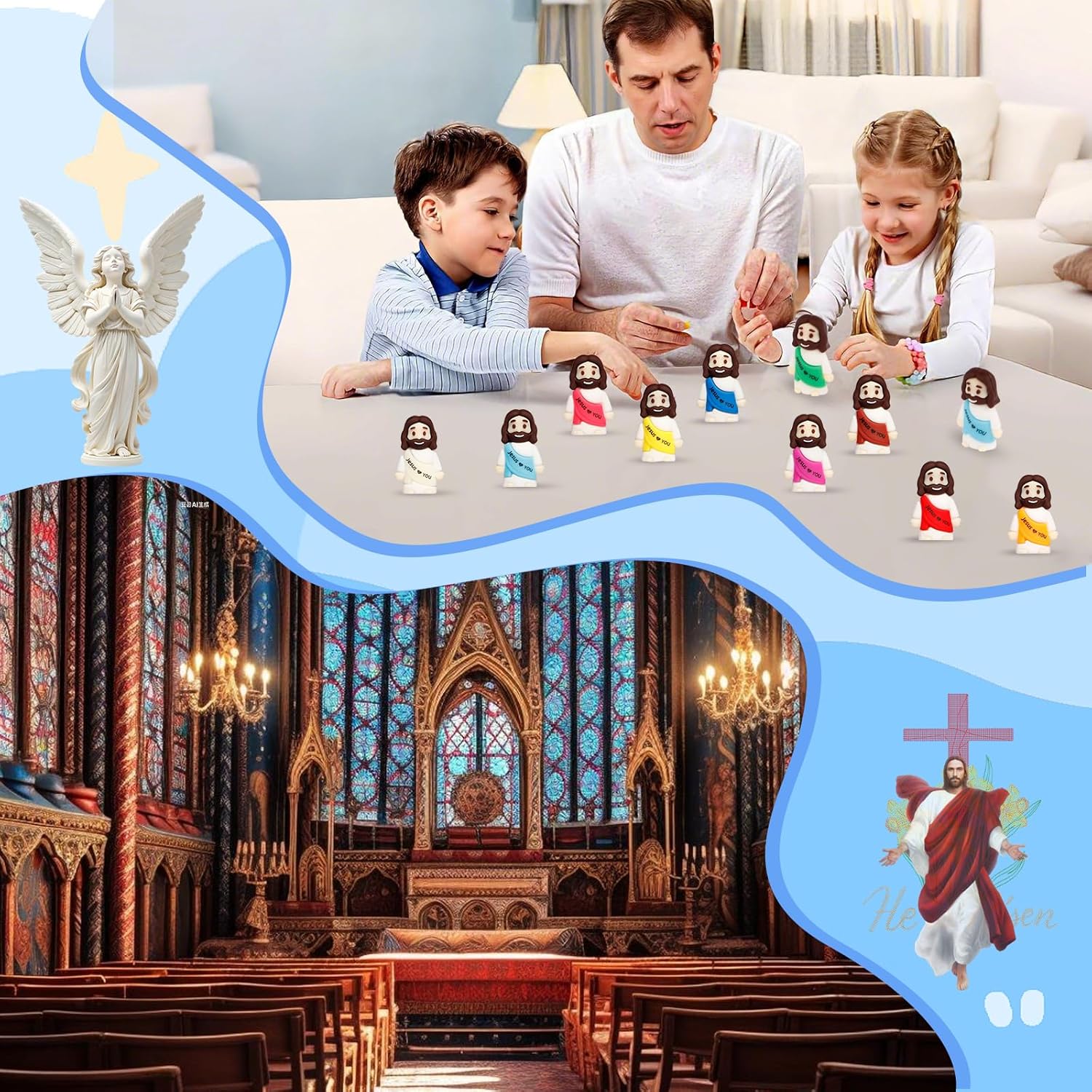 Skiennix 200PCS Little Jesus Figurines - Colorful Mini Religious Gifts for Easter Egg Stuffers