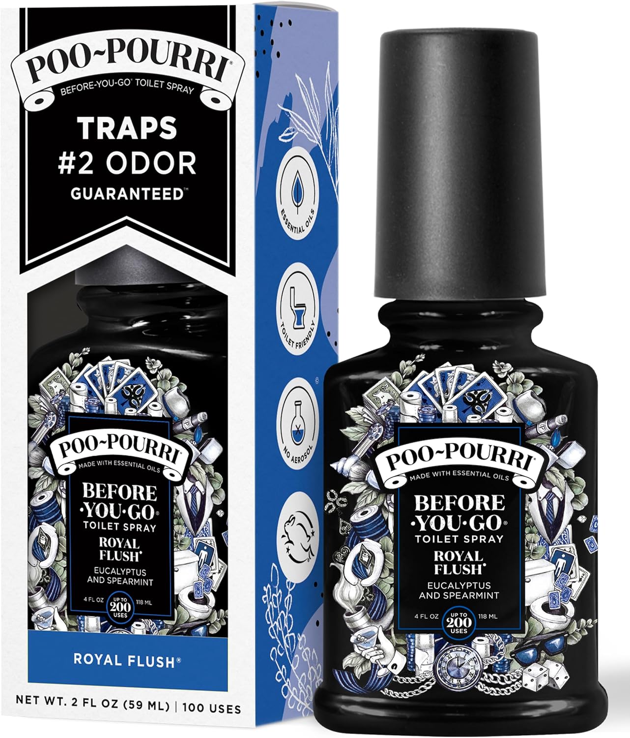 Poo-Pourri Before-You-Go Toilet Spray - Royal Flush, 2 Fl Oz | Eucalyptus & Spearmint Scent